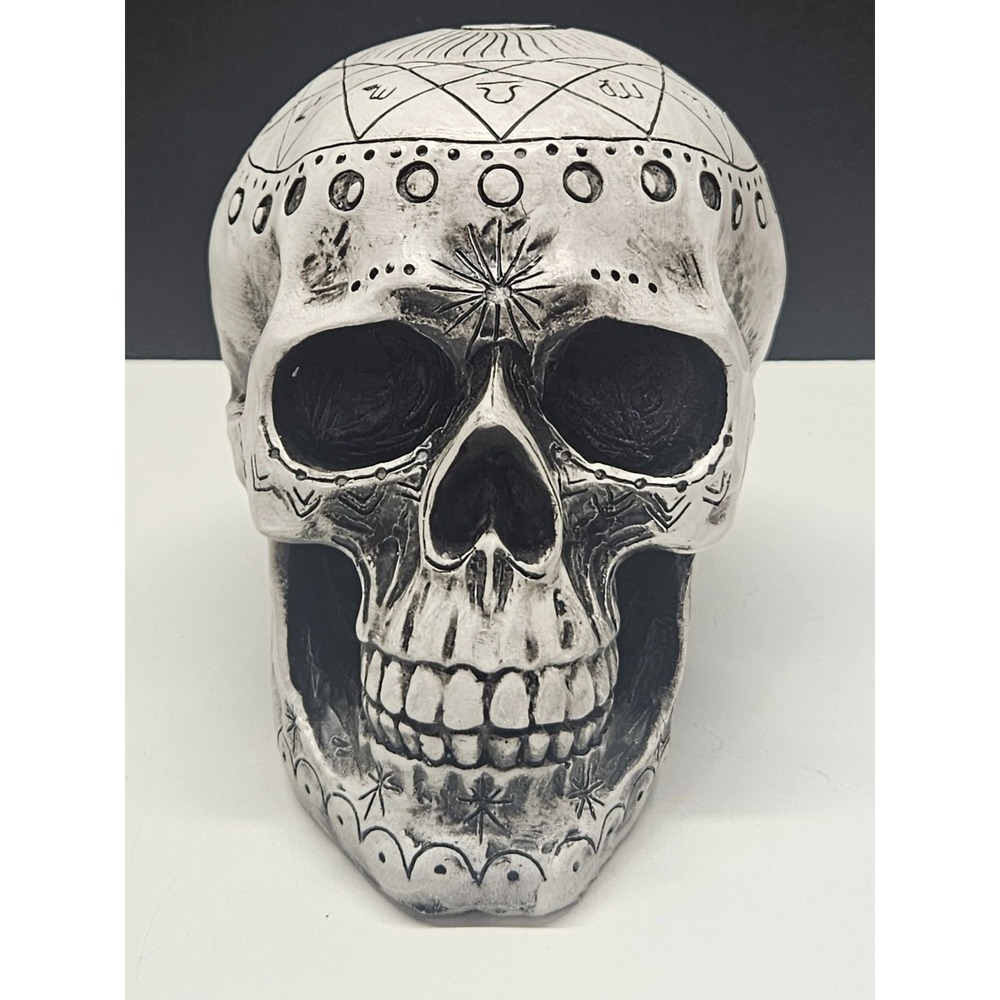 Gothic Zodiac Skull Resin Sculpture 6.3" Fortune Teller Table Decor